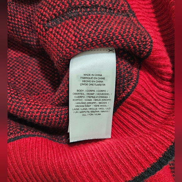 Polo Ralph Lauren 100% Wool Shawl Cardigan Sweater Red Black Check Plaid Medium - Picture 5 of 5